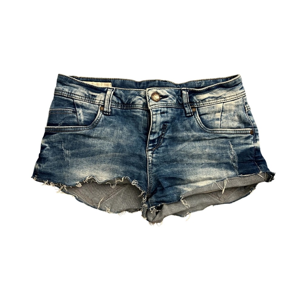 Clockhouse Denim Shorts Womens EUR 36 Blue Excellent Distressed Raw Hem Low Rise